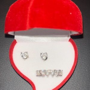 Certified 1 ct moissanite earrings 7.5 ct ring both settings sterling silver.